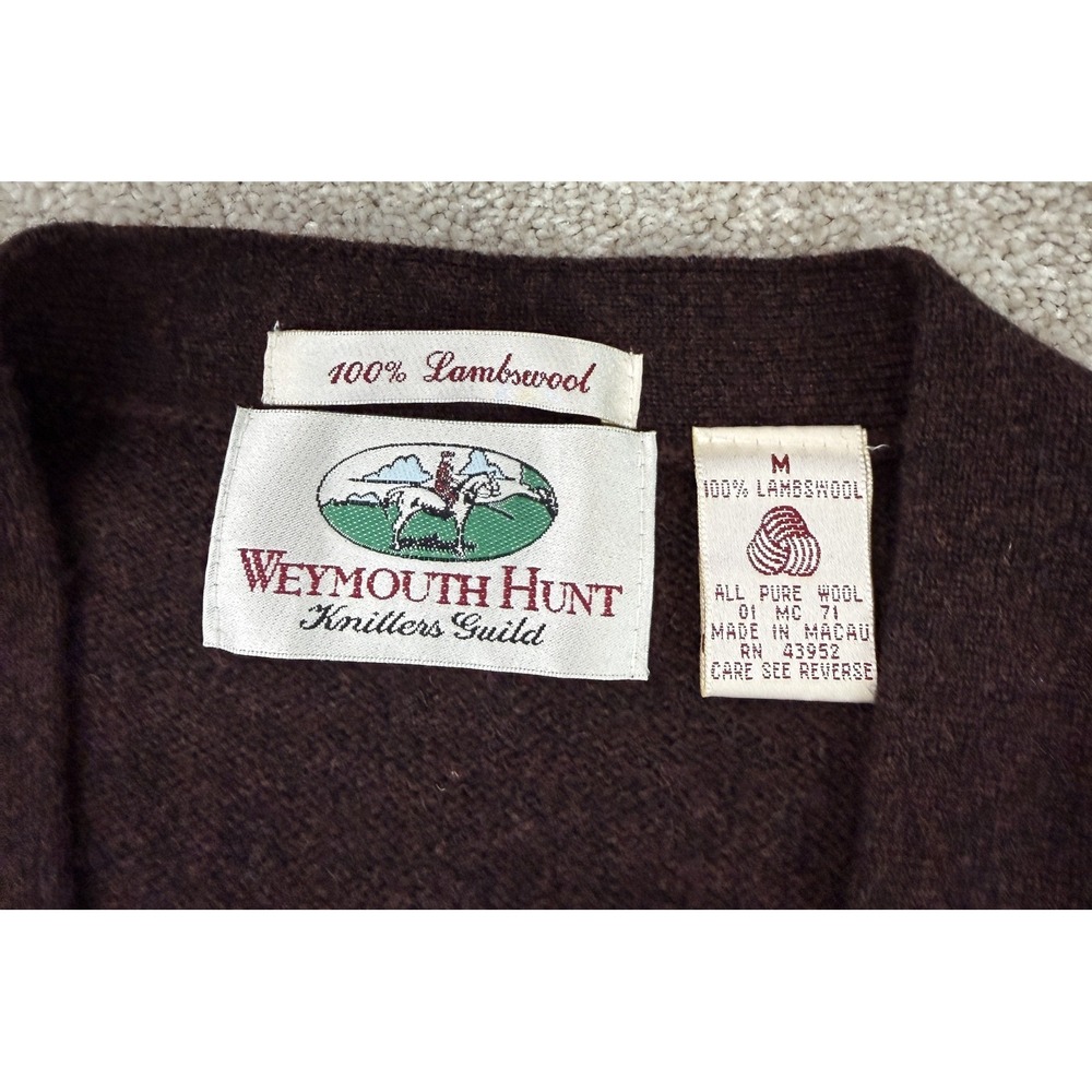 VTG Weymouth Hunt Cardigan Vest Knitters Guild 100% Lambswool Granpacore MEDIUM - Picture 2 of 5